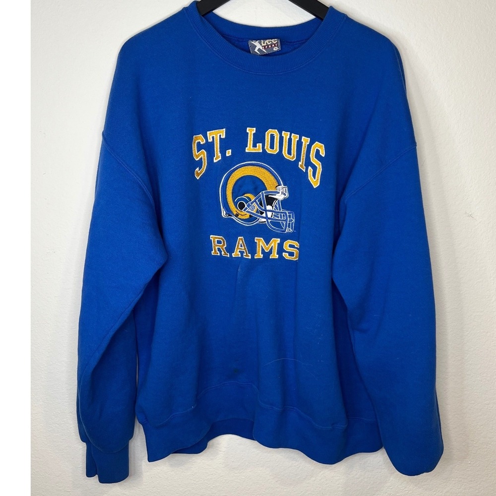 Lee Sport Mens Sweatshirt St. Louis Rams Embroidered Graphic Blue XL